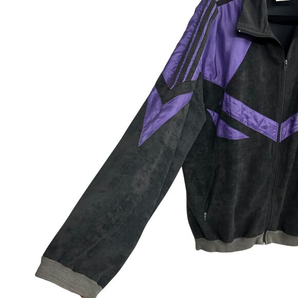 Adidas Retro Streetwear Track Jacket Black Purple Chevron 90s‎ Hip Hop XL - Picture 3 of 5